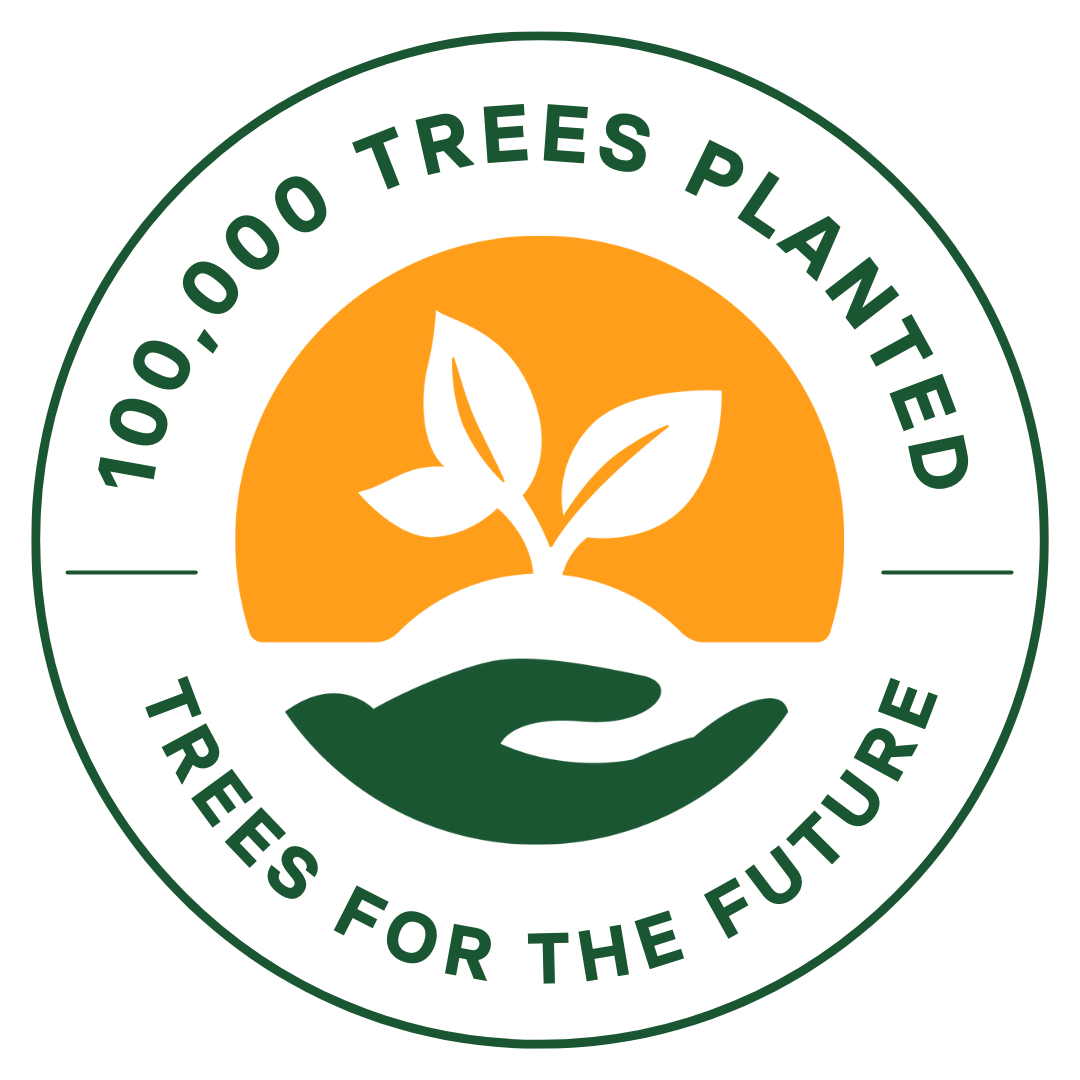 100,000 trees planted badge for The Data Forest’s Trees for the Future impact